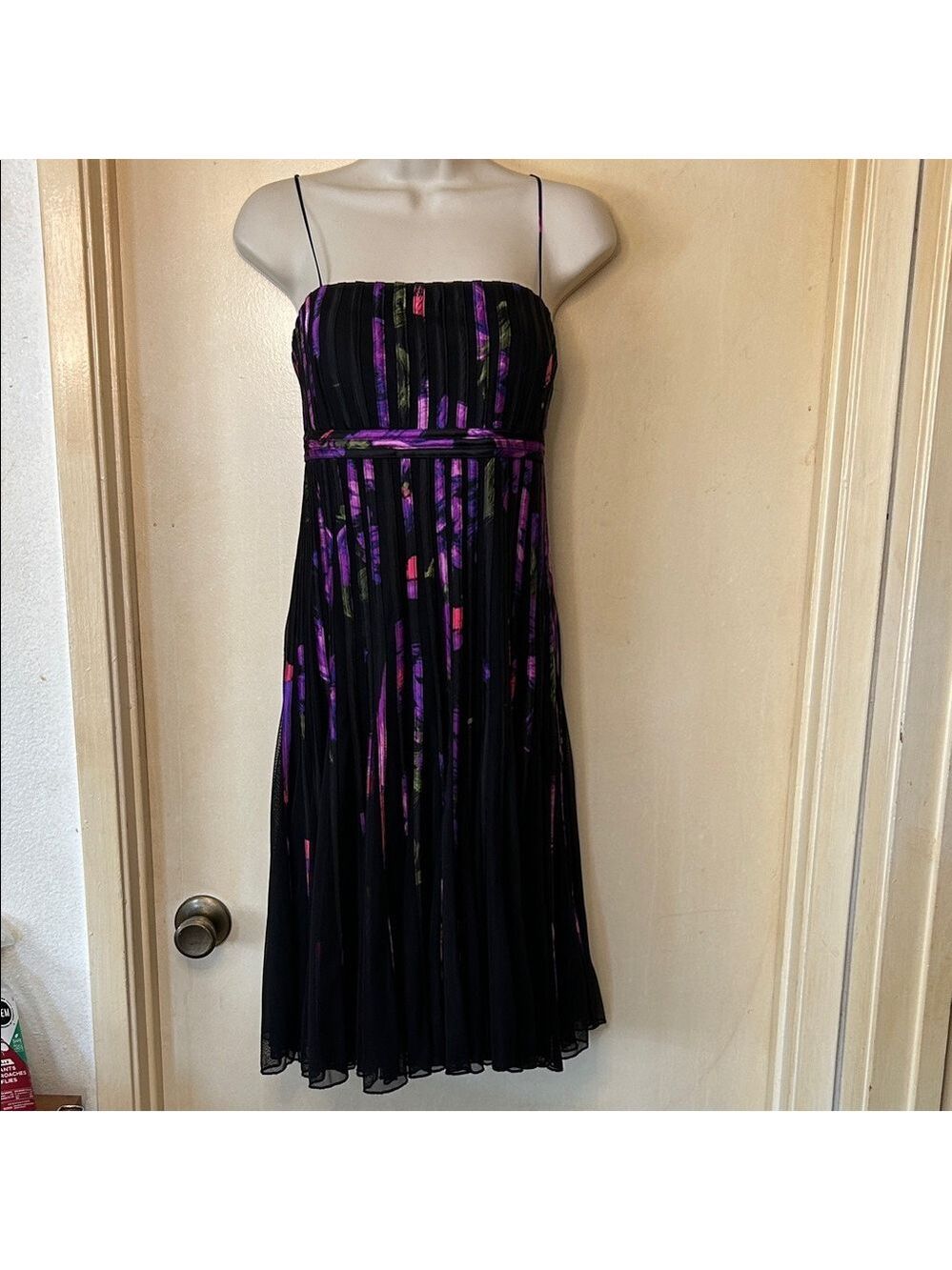 JS Collections Black and Purple Ribbon Dress size 10